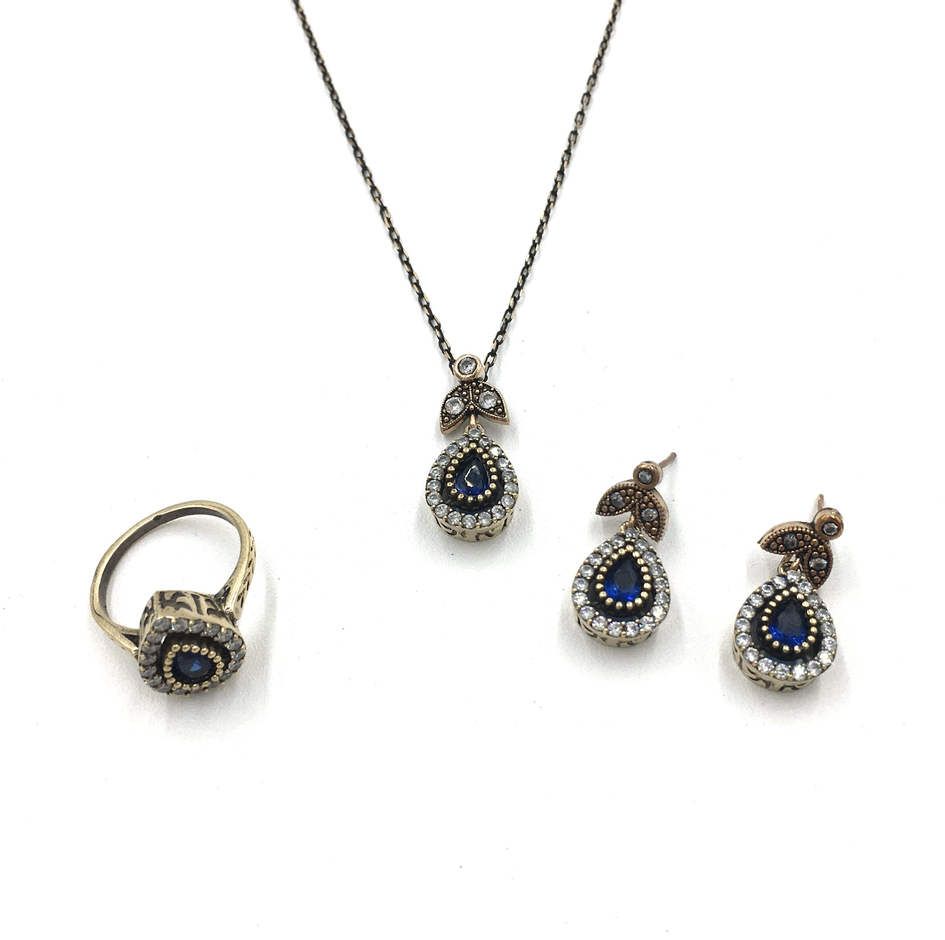 DamlaSafirRengiZirkonOtantikSet Damla Safir Rengi Zirkon Otantik Set - Görsel 3
