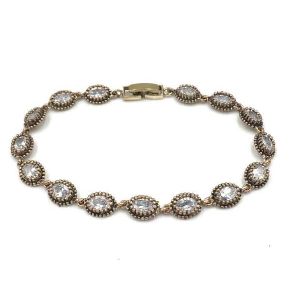 Oval Zirkon Suyolu Otantik Bronz Bileklik