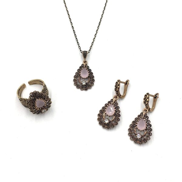 Telkari Pembe Rengi Otantik Bronz Set