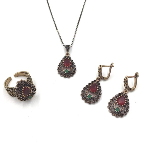 Telkari Yakut Otantik Bronz Set