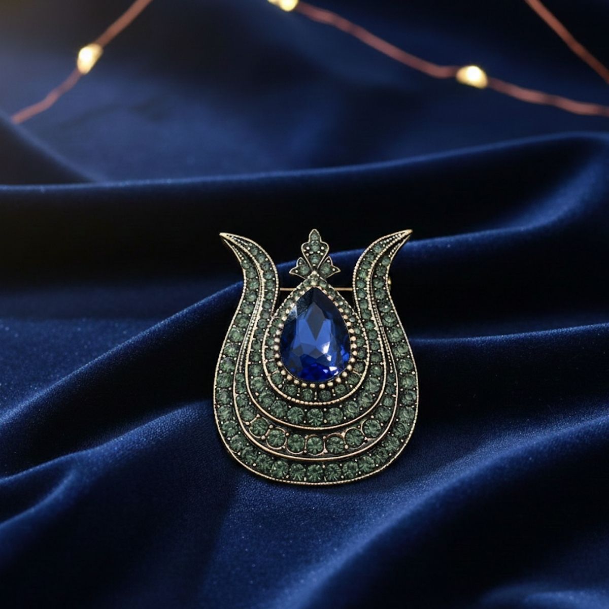 Safir Rengi Lale Otantik Broş Safir Rengi Lale Otantik Bronz Broş - Görsel 2