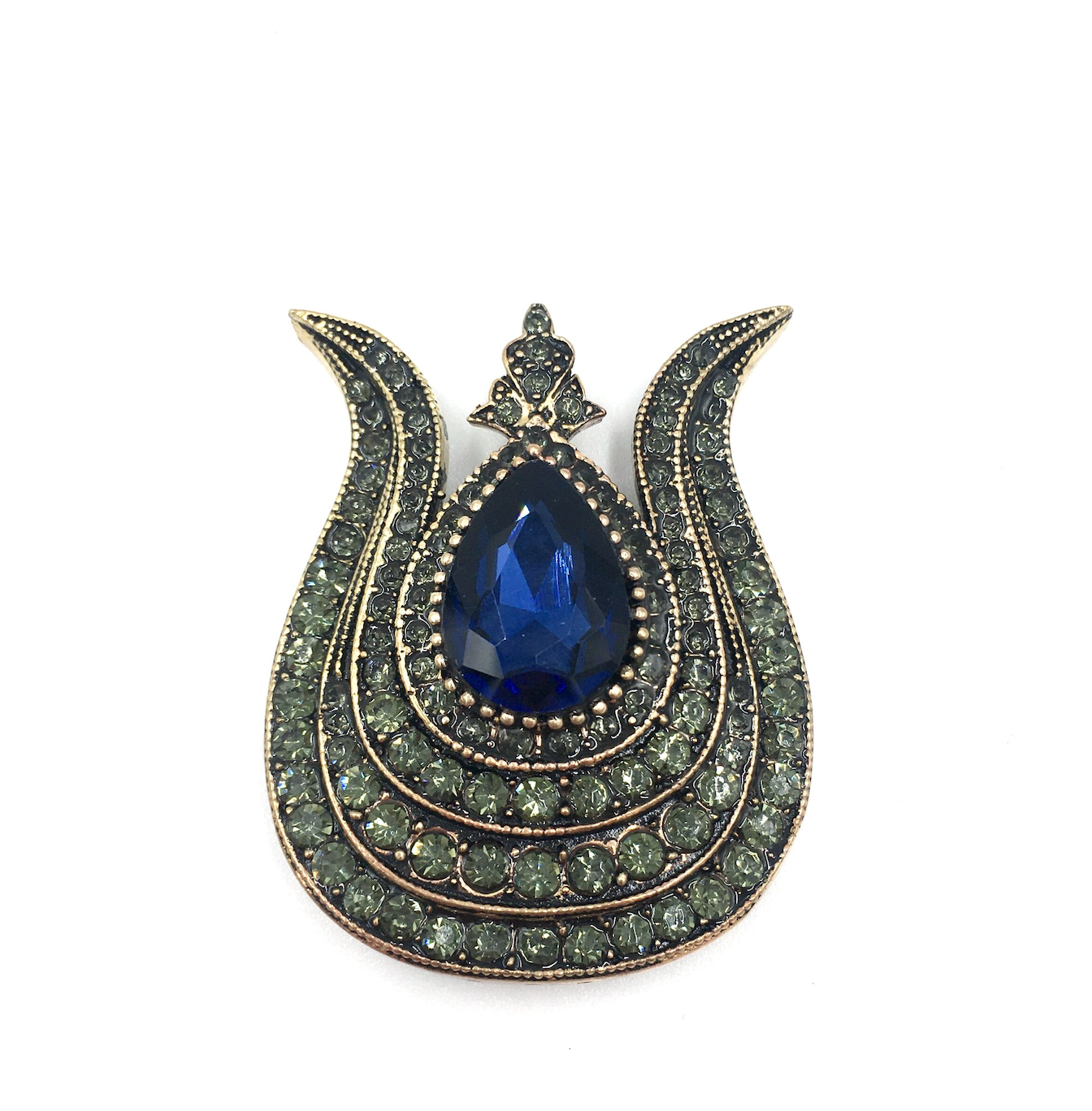 SafirRengiLaleOtantikBronzBroş Safir Rengi Lale Otantik Bronz Broş - Görsel 3