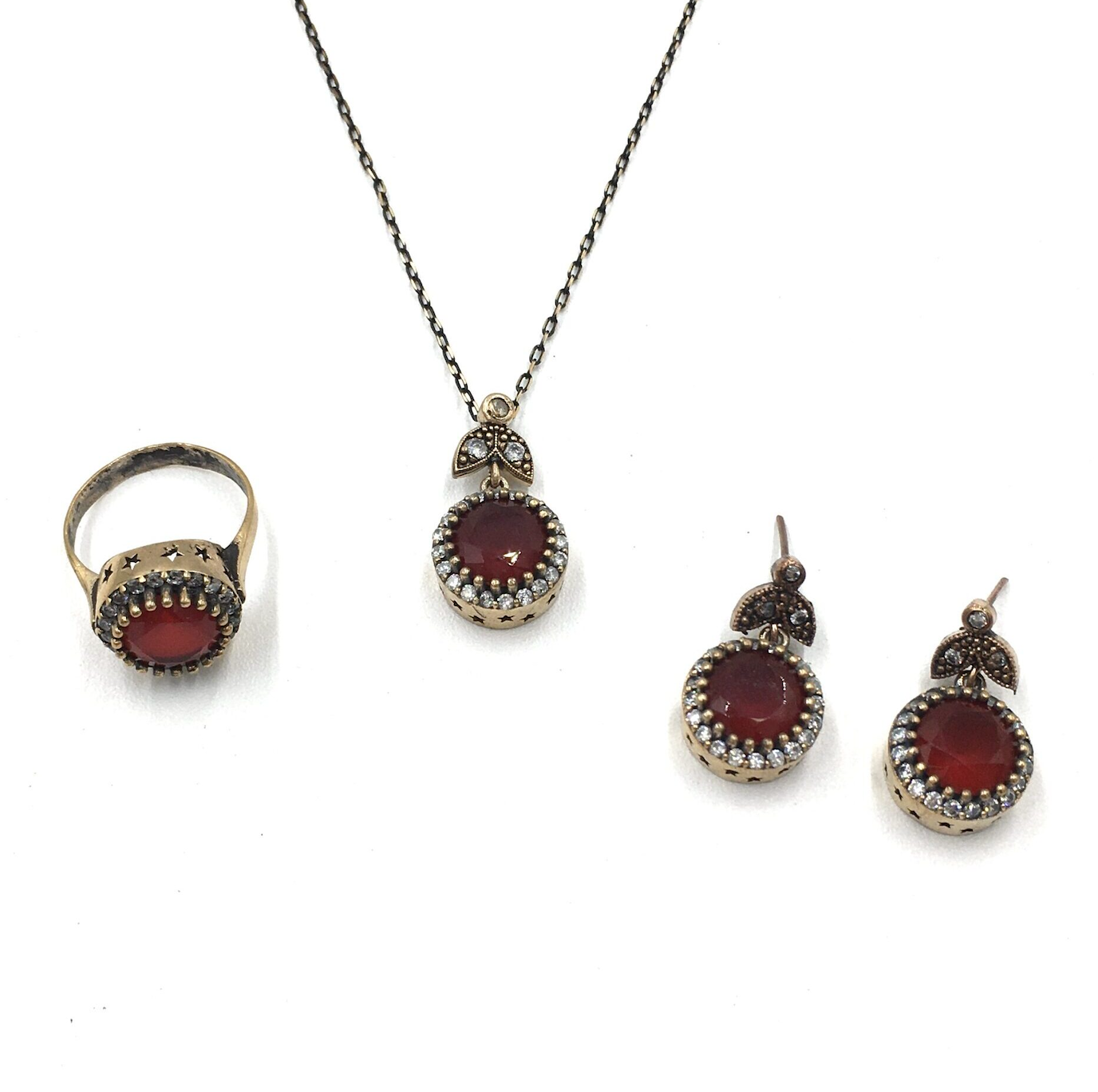 YuvarlakYakutRengiZirkonOtantikSet Yuvarlak Yakut Rengi Zirkon Otantik Set - Görsel 3