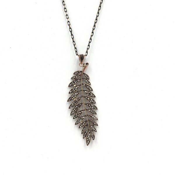İnce Yaprak Otantik Bronz Kolye