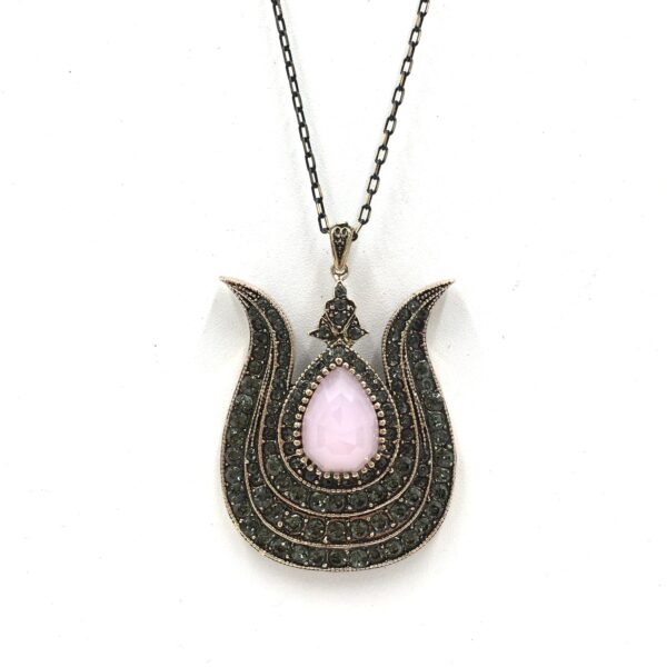 Lale Pembe Diamond Otantik Bronz Kolye