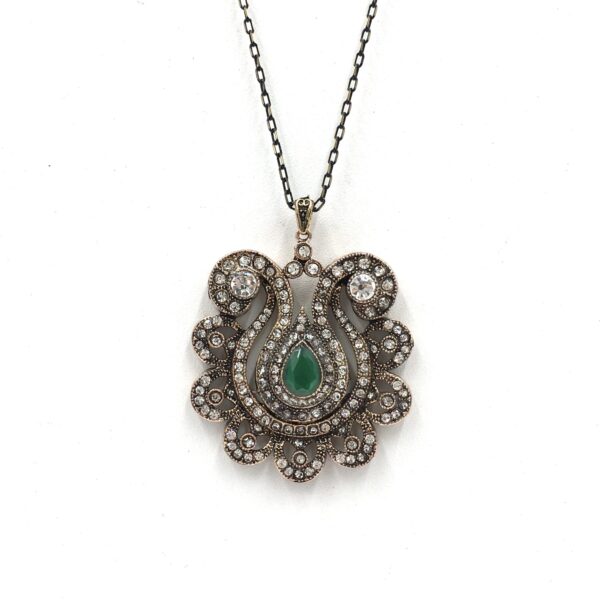 Yeşil Lale Otantik Bronz Kolye
