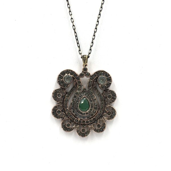 Yeşil Lale Diamond Otantik Bronz Kolye
