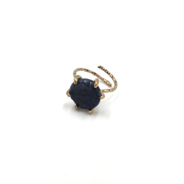 Lapis Taşı Mini Otantik Doğal Taş Bronz Yüzük