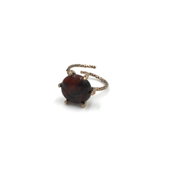 Kahverengi Jasper Taşı Mini Otantik Doğal Taş Bronz Yüzük