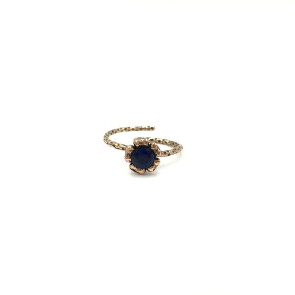 Otantik Safir Rengi Mini Bronz Yüzük