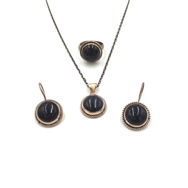 Lacivert Yıldız Taşı Bronz Sıvama Doğal Taş Otantik Set