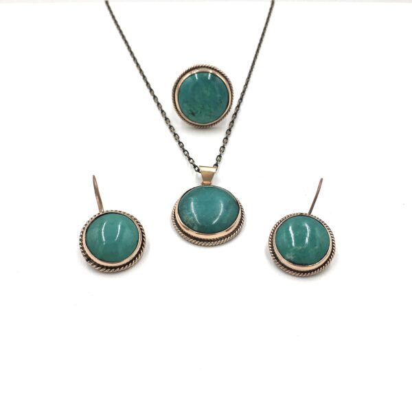 Turkuaz Bronz Sıvama Doğal Taş Otantik Set
