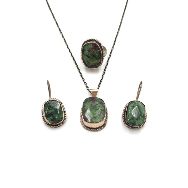 Ruby Ziosite Bronz Sıvama Doğal Taş Otantik Set