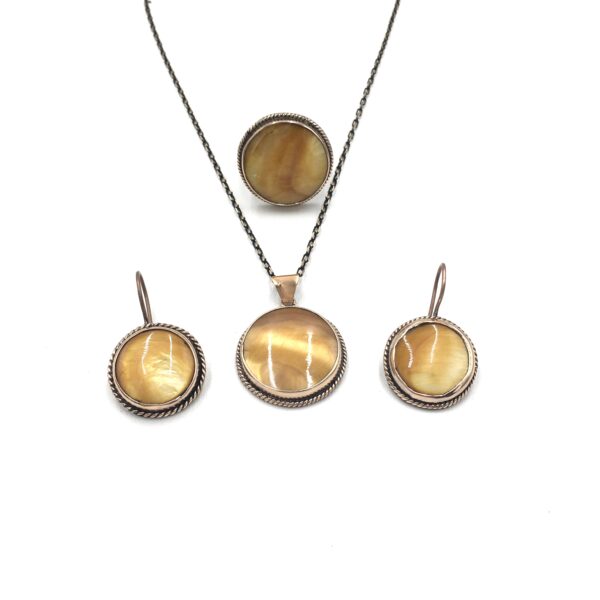 Sedef El İşi Bronz Sıvama Otantik Set