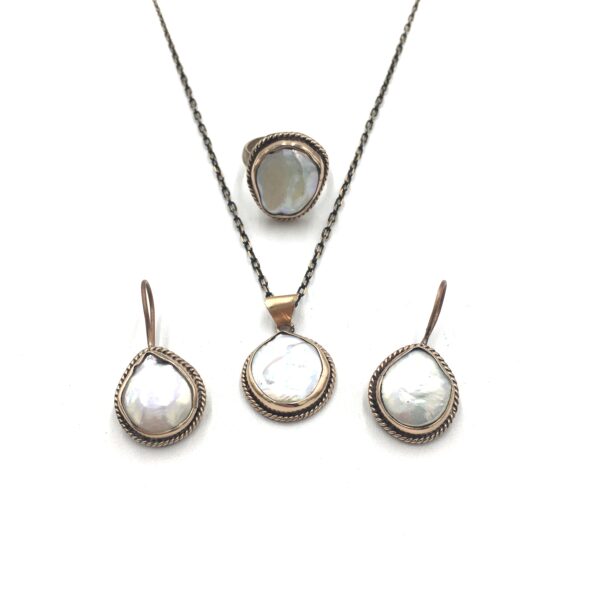 Para İnci El İşi Bronz Sıvama Otantik Set