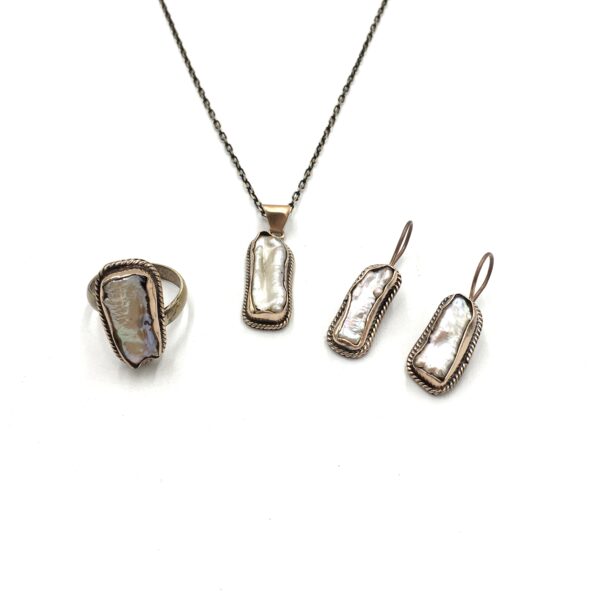 Barok İnci El İşi Bronz Sıvama Otantik Set