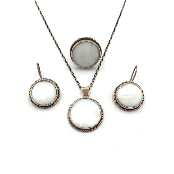 Sedef El İşi Bronz Sıvama Otantik Set