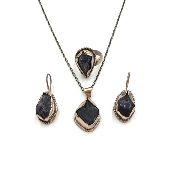 Ametist El İşi Bronz Sıvama Otantik Set