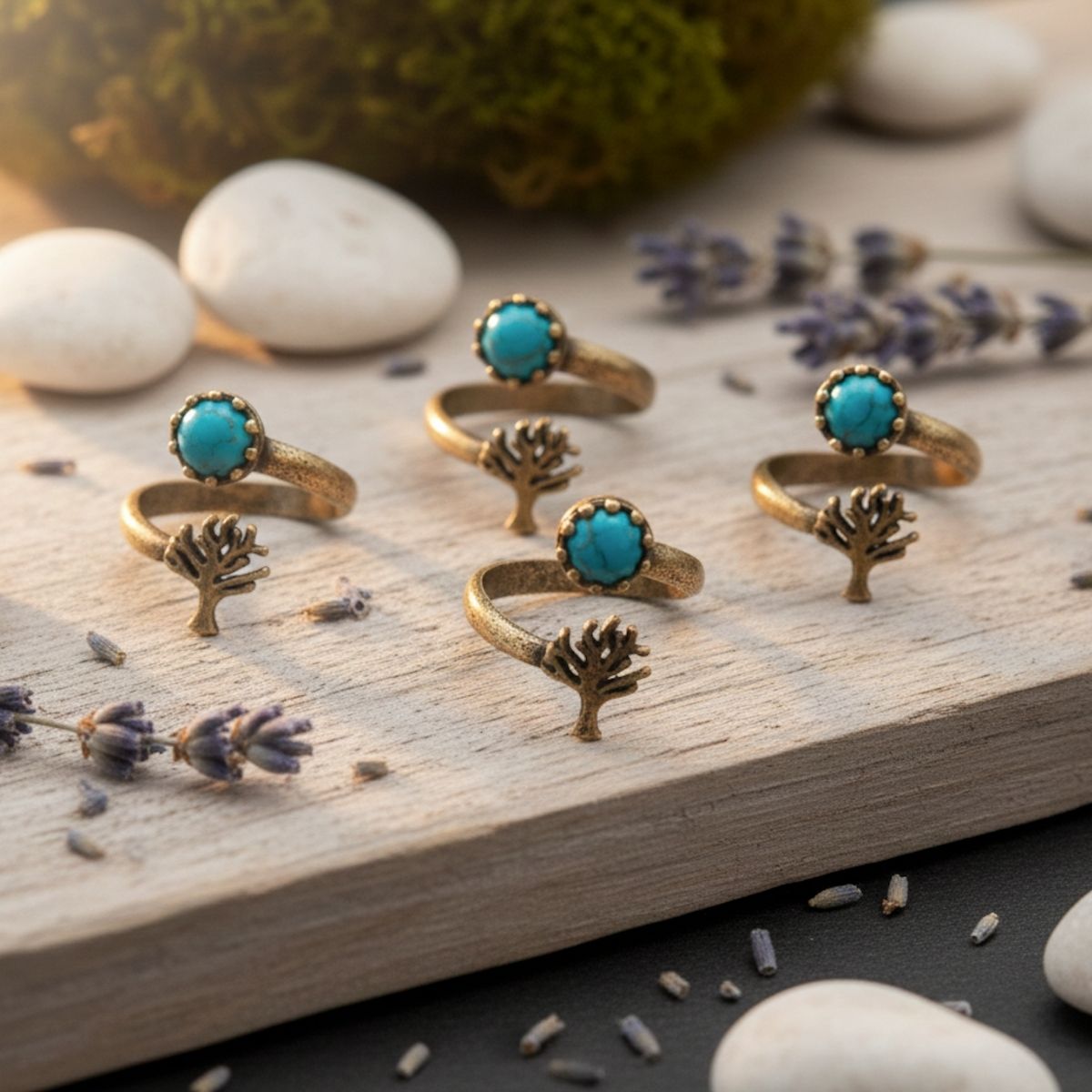 Turkuaz Mini Hayat Ağacı Otantik Bronz Yüzük1 Turkuaz Mini Hayat Ağacı Otantik Bronz Yüzük - Görsel 2