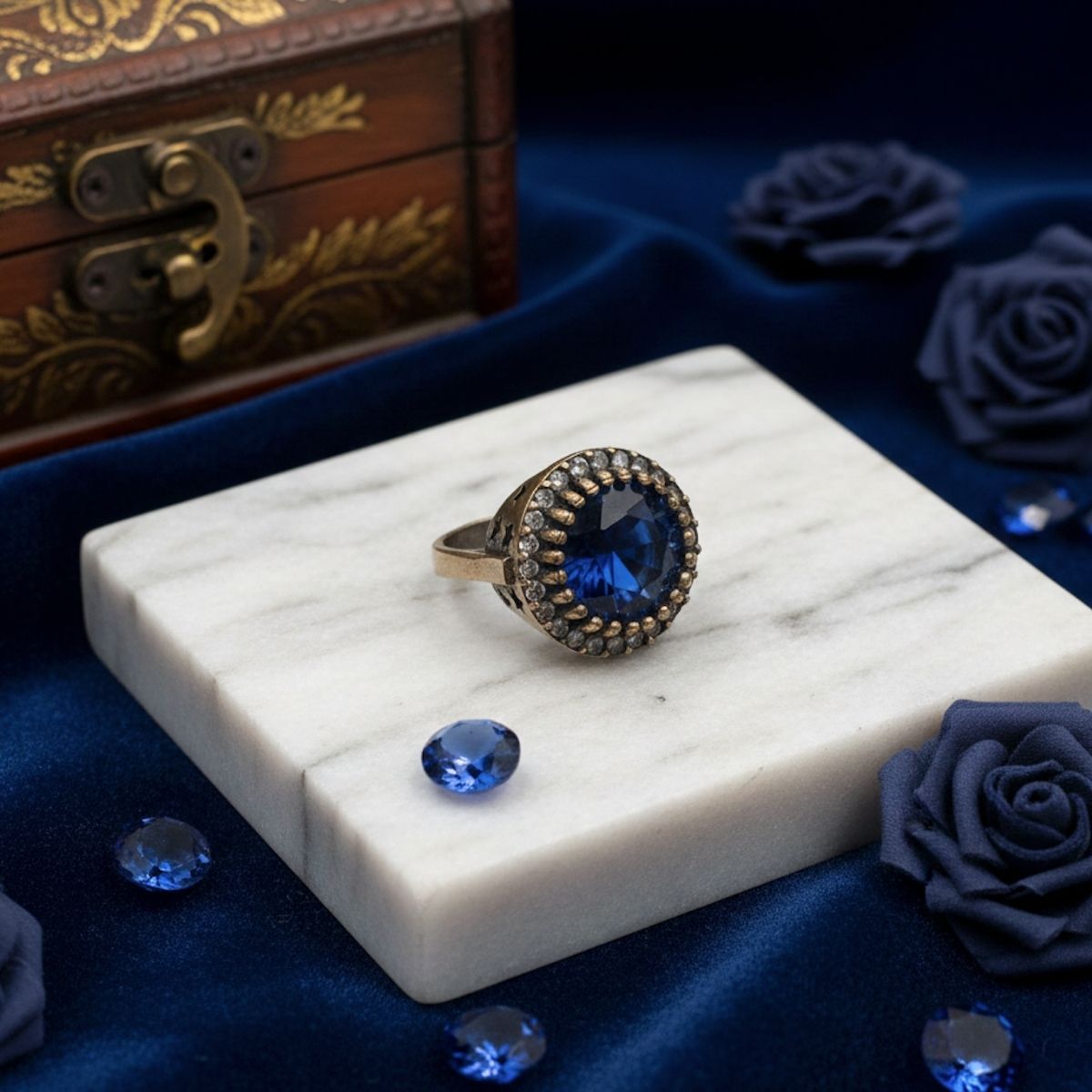 Yıldız Safir Rengi Otantik Bronz Yüzük1 Yıldız Safir Rengi Otantik Bronz Yüzük - Görsel 2