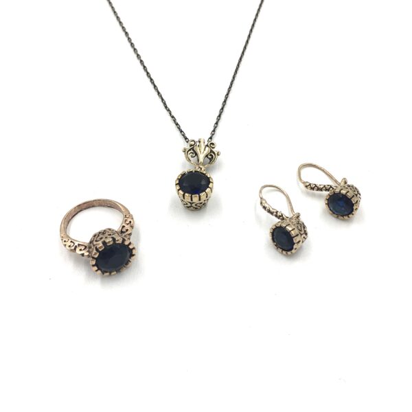 Otantik Tektaş Safir Rengi Bronz Set