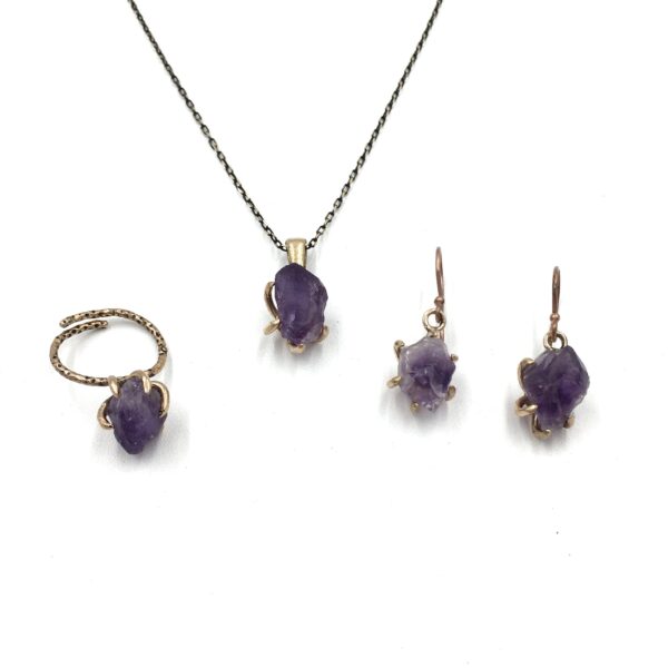 Ametist Otantik Doğal Taş Set