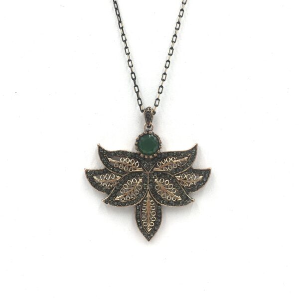 Lotus Çiçeği Diomand Otantik Bronz Kolye