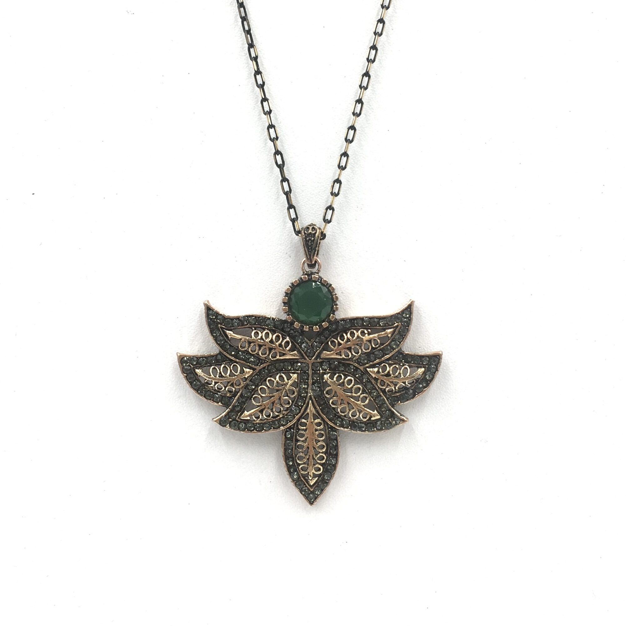 IMG_E3535 Lotus Çiçeği Diomand Otantik Bronz Kolye - Görsel 1