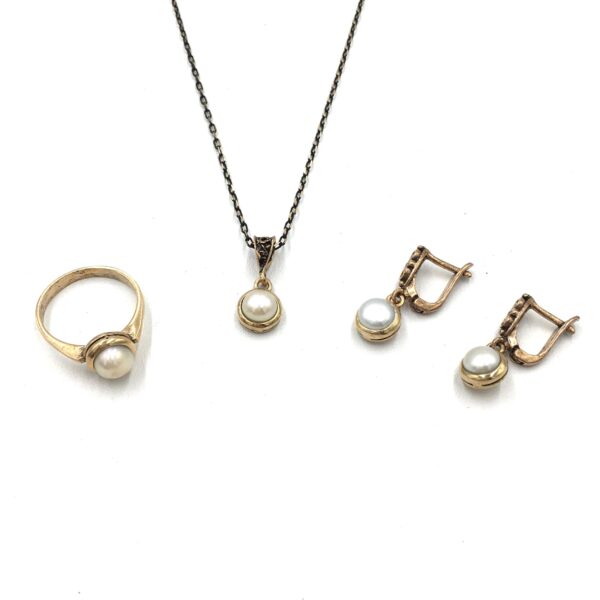 İnci Mini Otantik  Yuvarlak Bronz Set