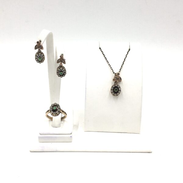 Otantik Oval Zirkon Bronz Set
