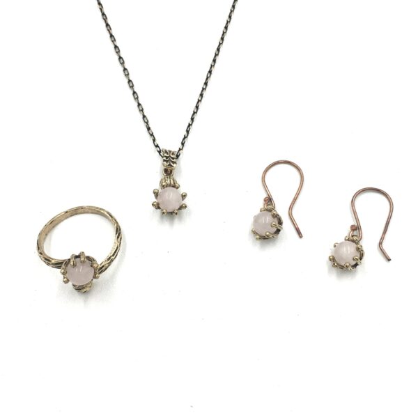Mini Pembe Kuvars Otantik Doğal Taş Set