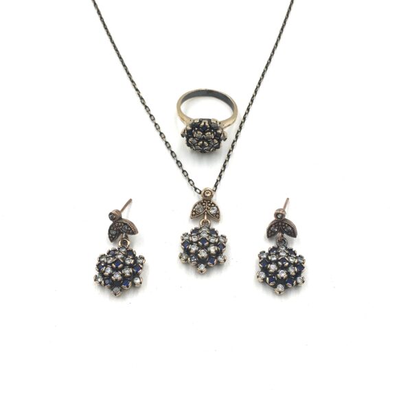 Otantik Safir Elmas Rengi Zirkon Bronz Set