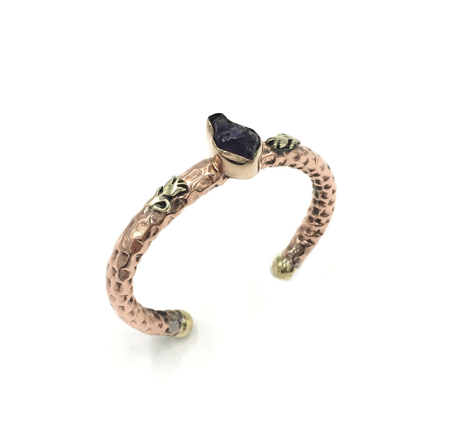 IMG_E4975 Dişli Ametist Otantik Doğal Taş Bakır Bileklik - Görsel 1