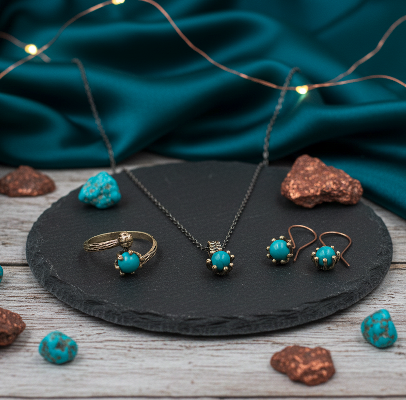 MiniTurkuazOtantikDoğalTaşSet3 Mini Turkuaz Otantik Doğal Taş Set - Görsel 2