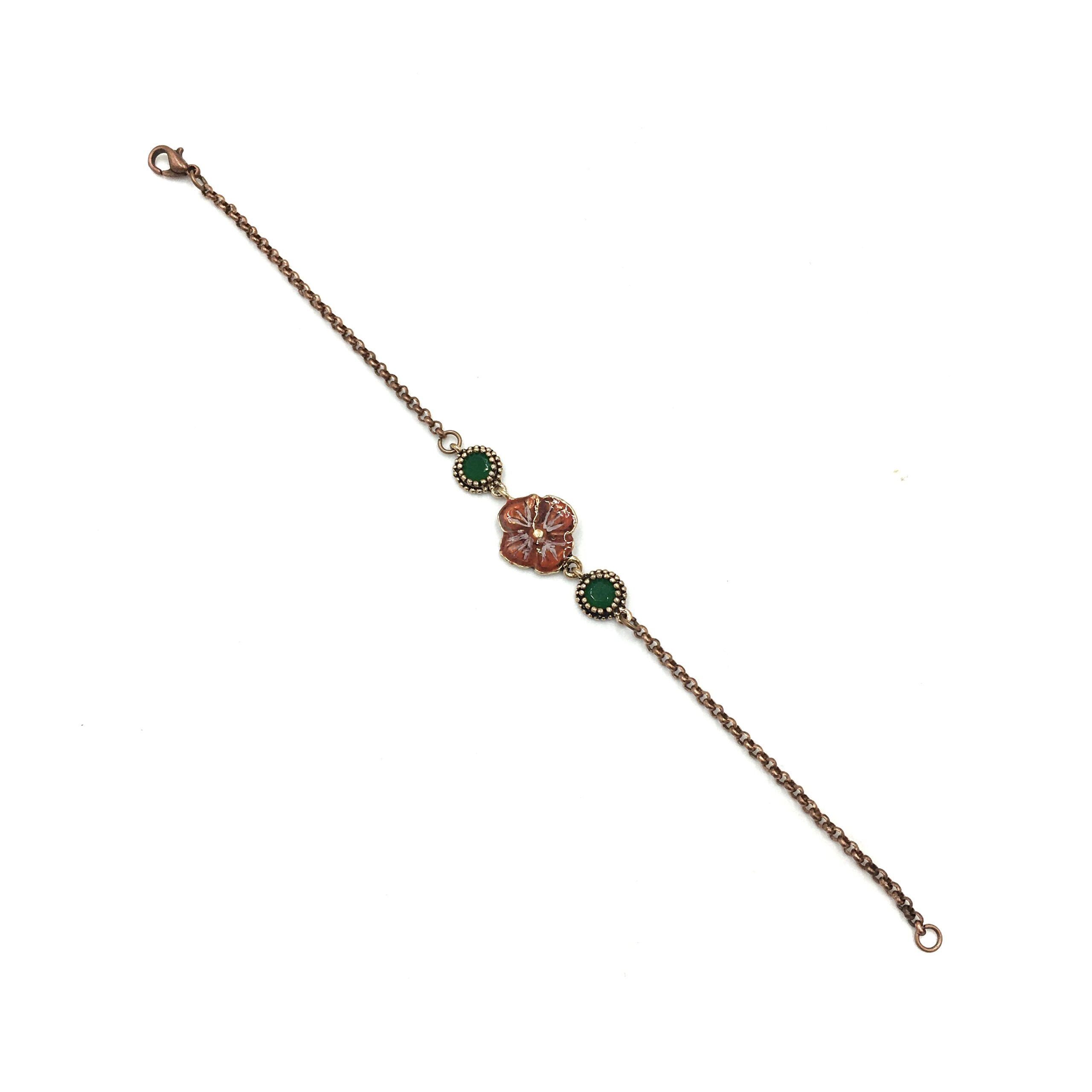 IMG_E0210 Yonca Zümrüt Rengi Tekli Mineli Bileklik - Görsel 2