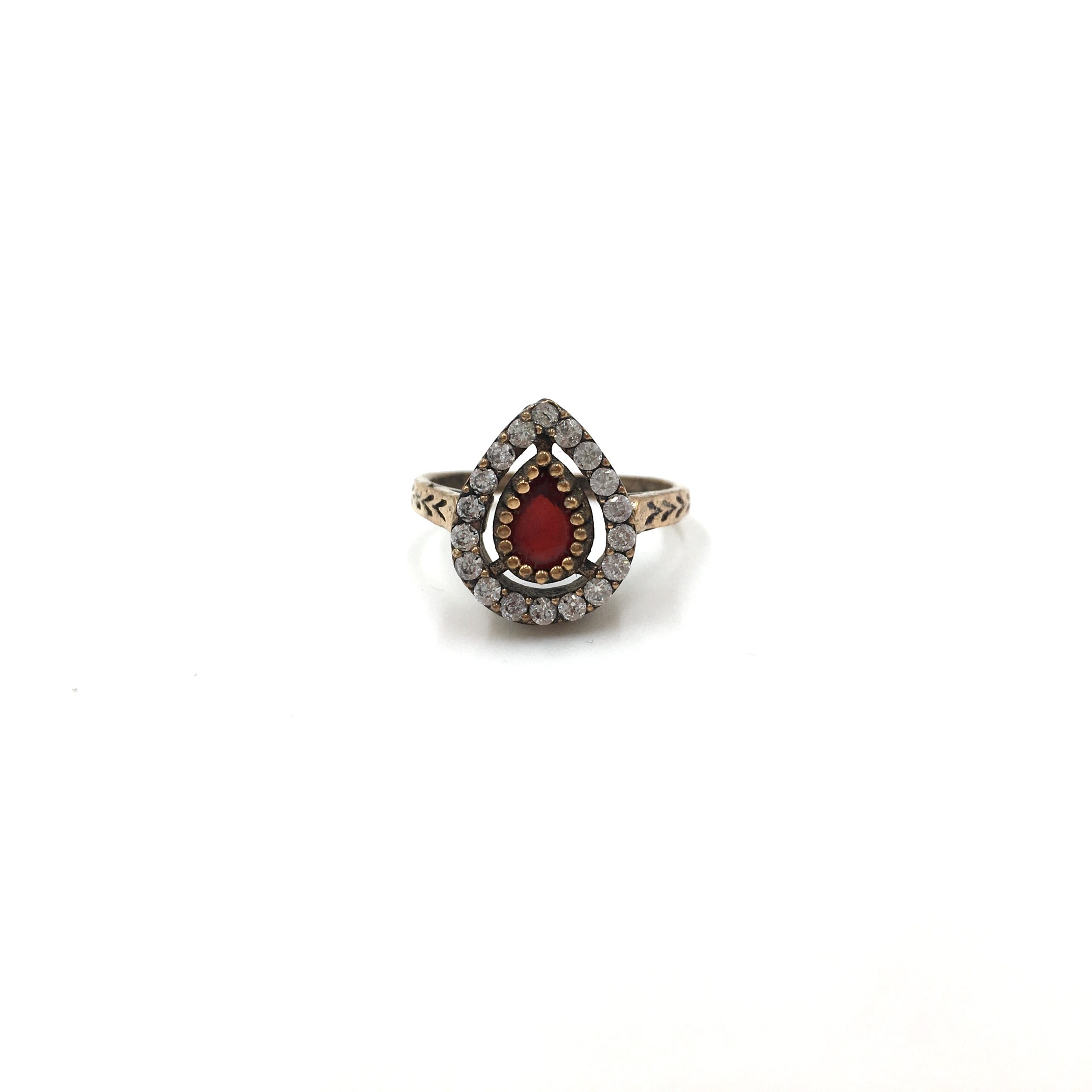 IMG_E3730 Yakut Rengi Otantik Damla Bronz Yüzük - Görsel 2