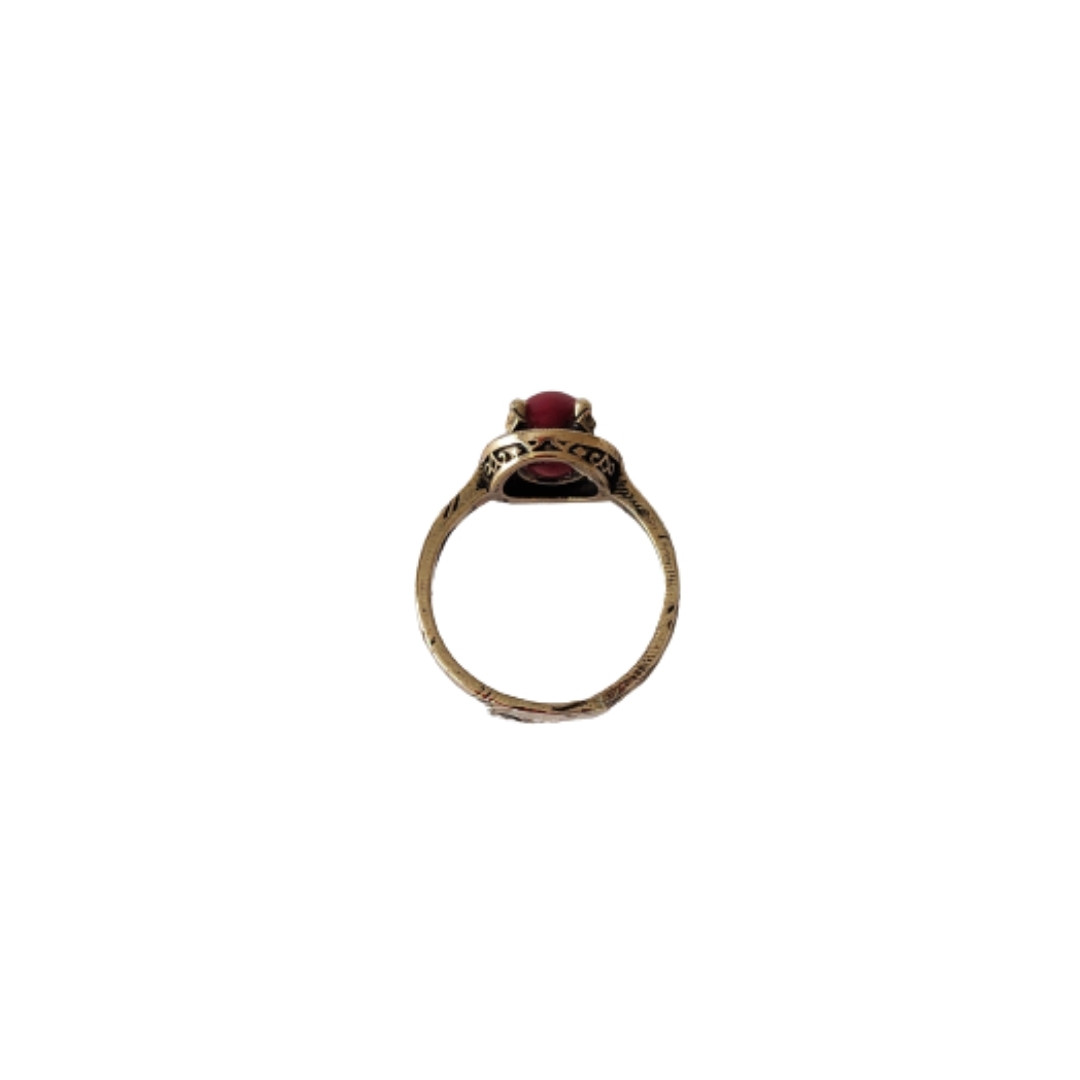 MercanMiniTırnaklıDoğalTaşYüzük2 Mercan Mini Tırnaklı Doğal Taş Otantik Bronz Yüzük - Görsel 4
