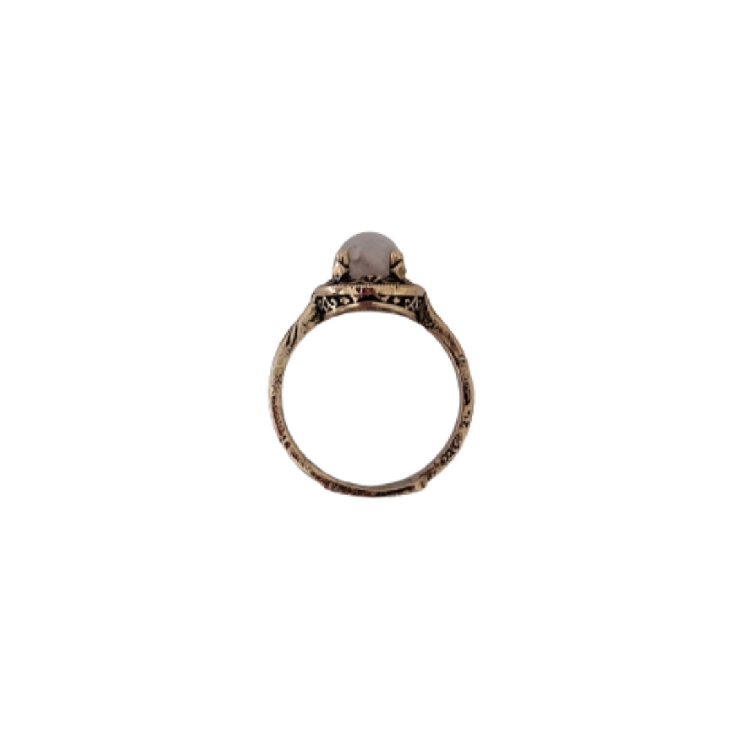 PembeKuvarsMiniTırnaklıDoğalTaşYüzük2 Pembe Kuvars Mini Tırnaklı Doğal Taş Otantik Bronz Yüzük - Görsel 4