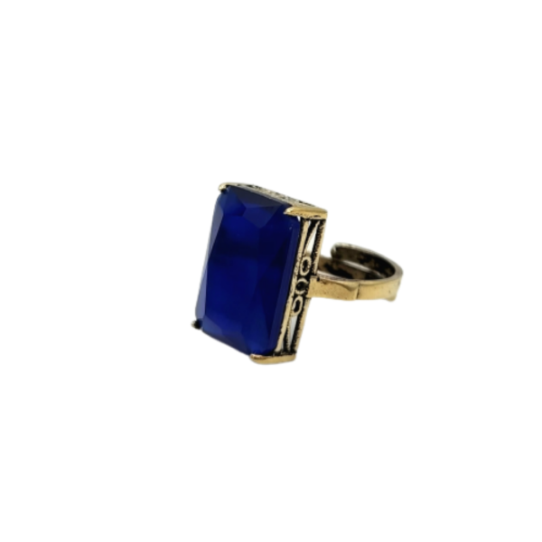 Lacivert Kedi Gözü Otantik Bronz Yüzük