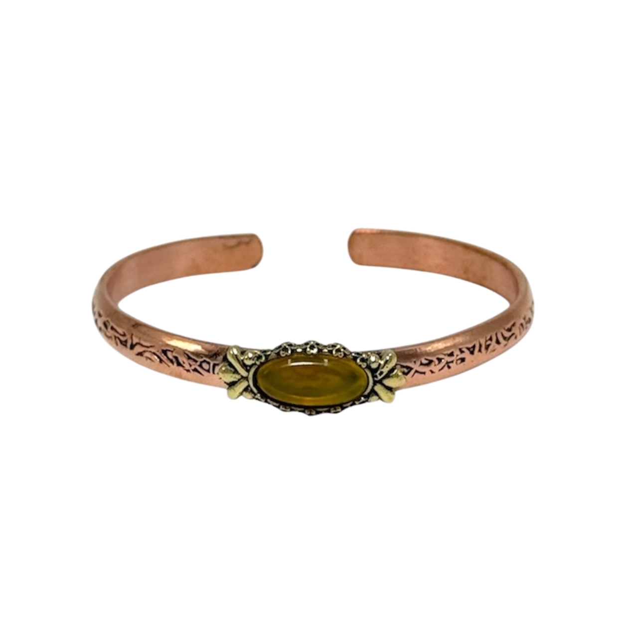 sarı akik bakır Sarı Akik Doğal Taş Bakır Bileklik - Görsel 1