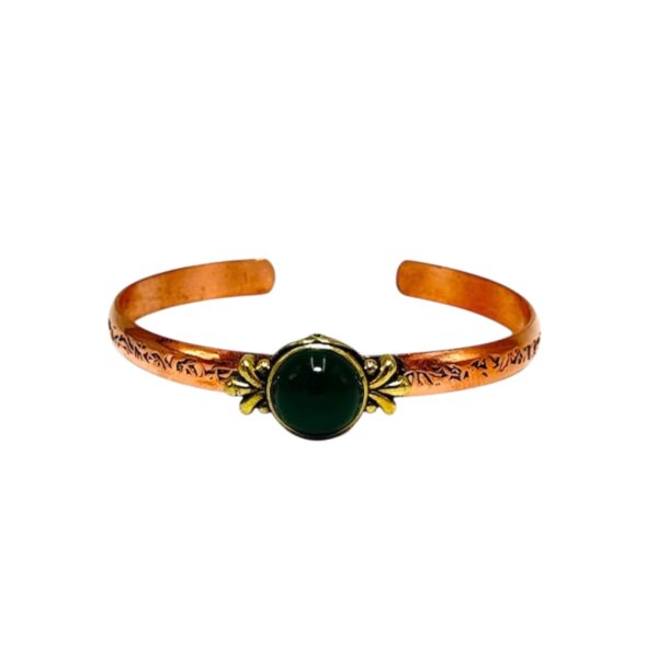 Yeşil Akik Doğal Taş Bakır Bileklik