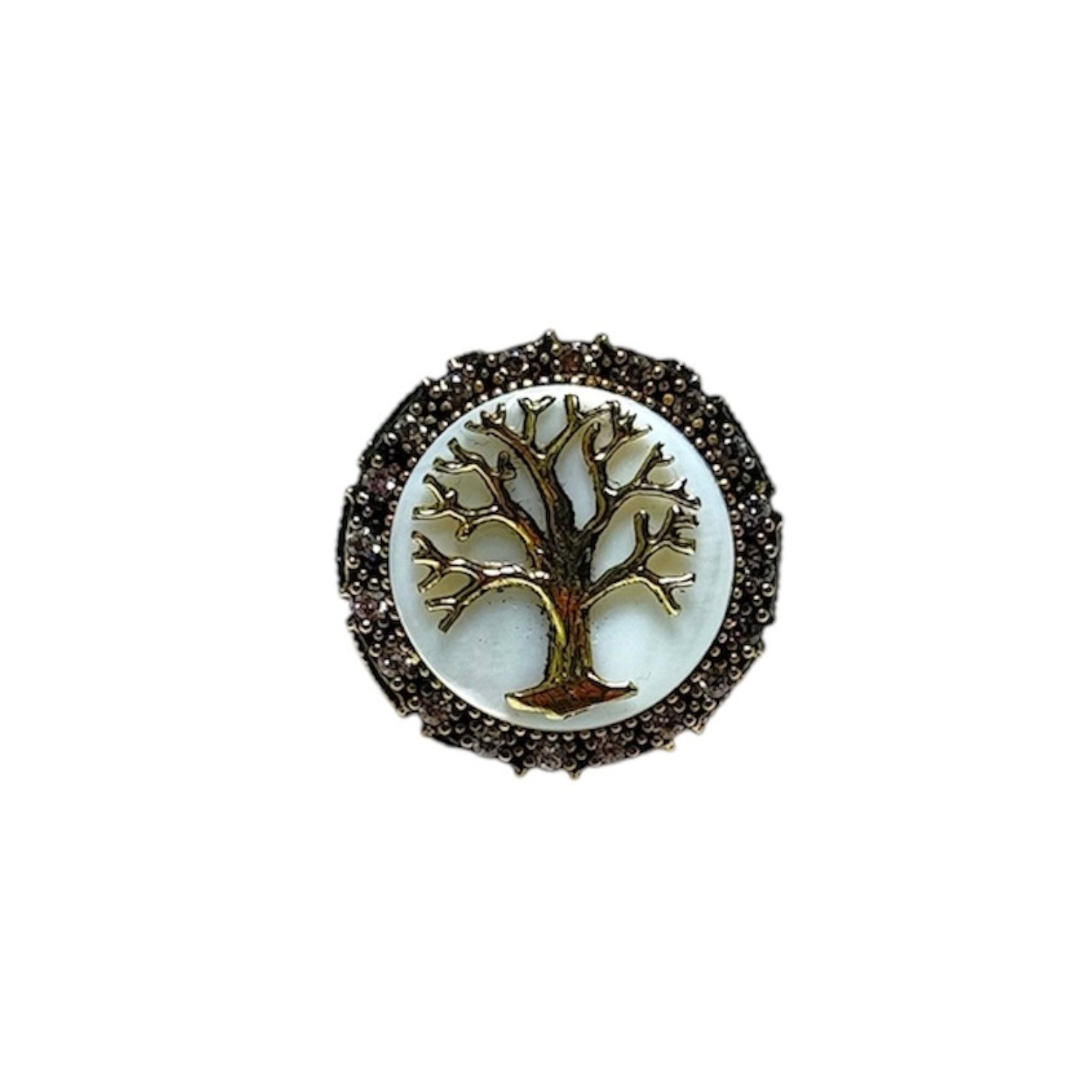sedefyüzükzirkon Hayat Ağacı Sedef Zirkon Taşlı Bronz Yüzük - Görsel 1