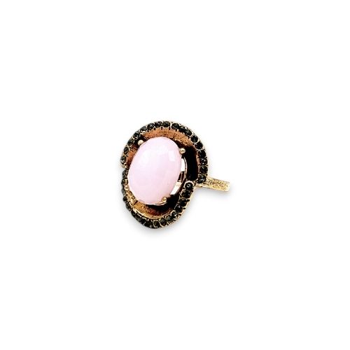 PembeKediGözüOtantikİşlemeliBronzYüzük Pembe Kedi Gözü Otantik İşlemeli Bronz Yüzük - Görsel 4