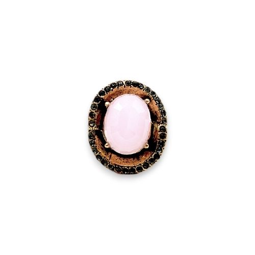 PembeKediGözüOtantikİşlemeliBronzYüzük2 Pembe Kedi Gözü Otantik İşlemeli Bronz Yüzük - Görsel 3